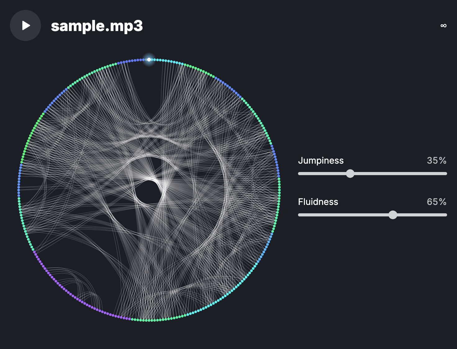 Screenshot of the application in infinite mode