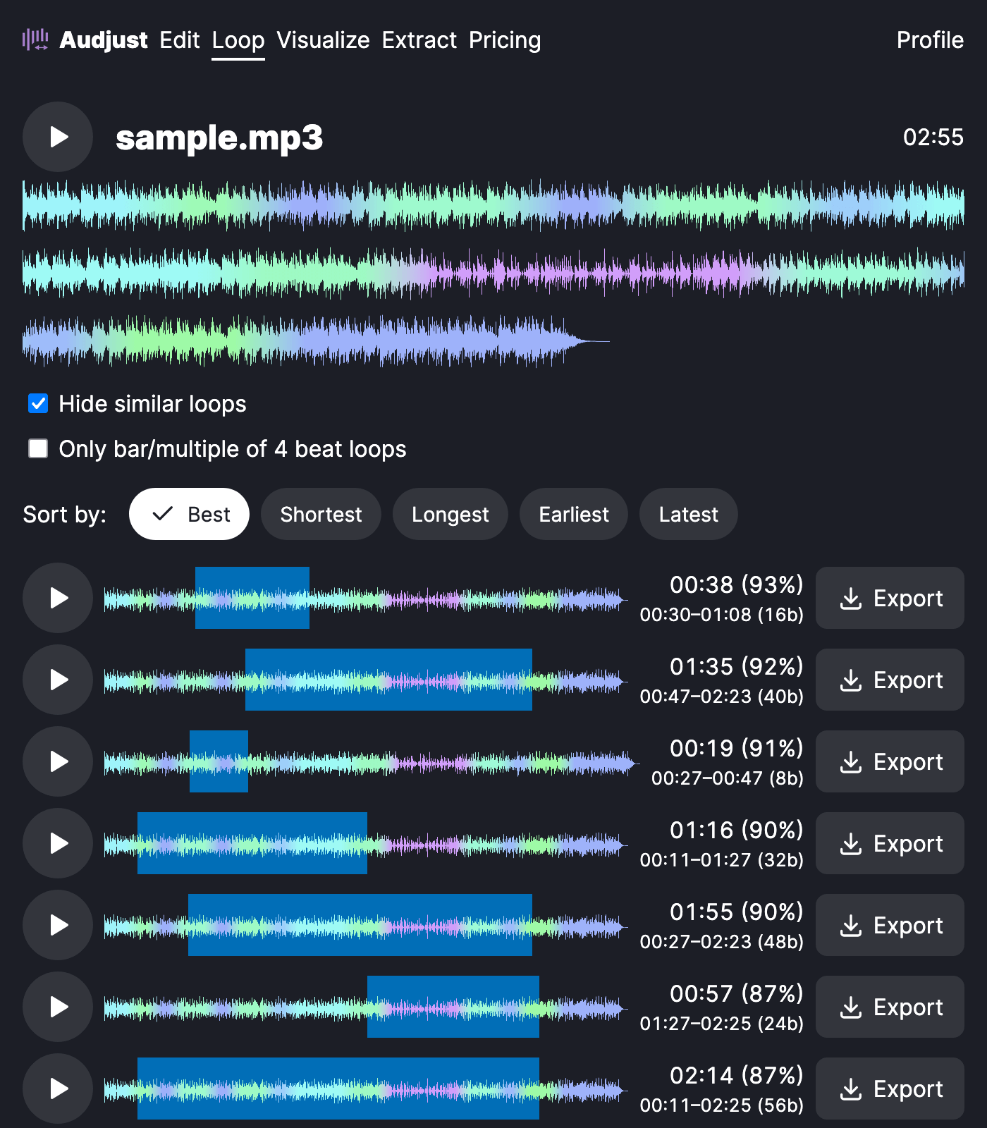 Screenshot of the application in edit mode